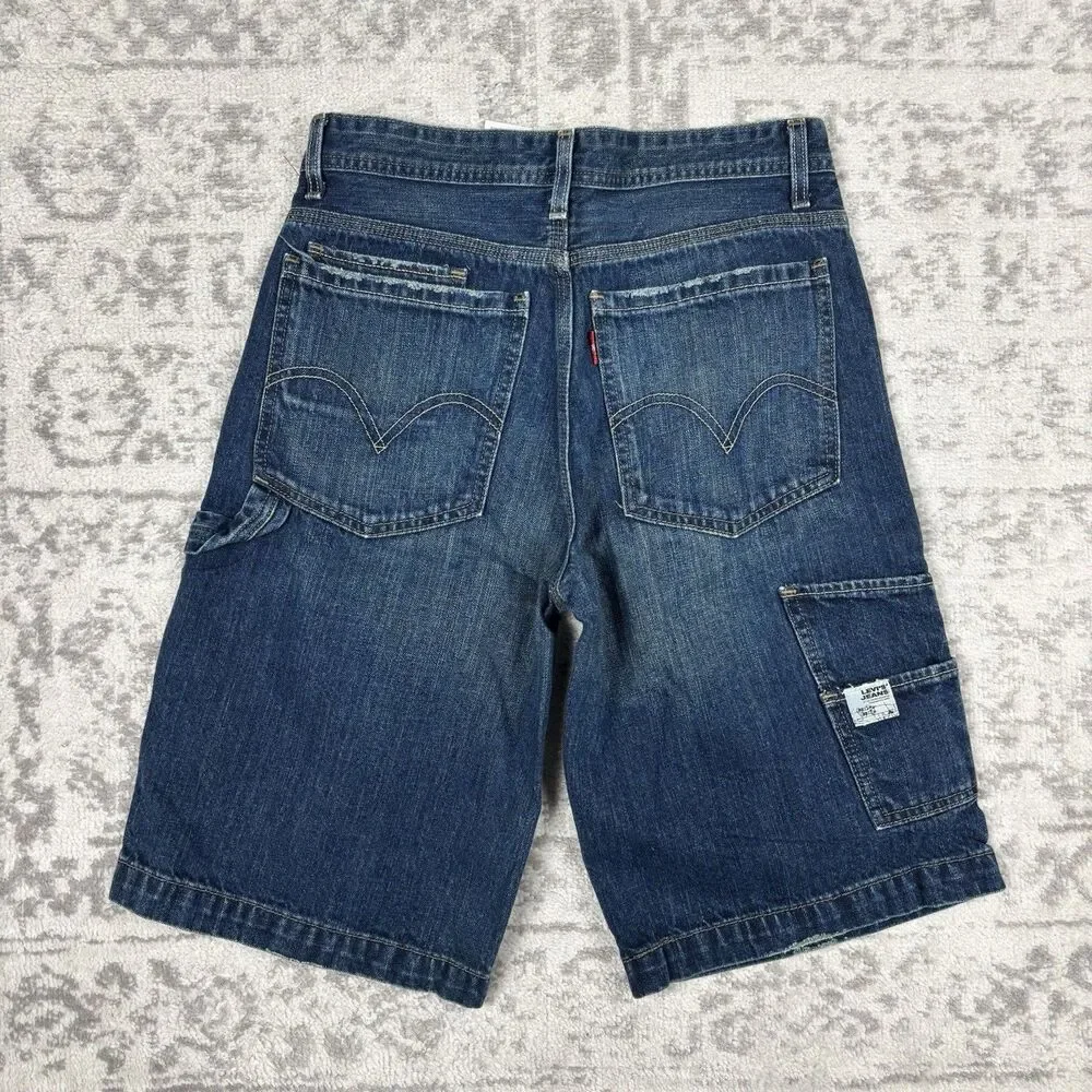 Levis Jorts Jeans Denim Y2K Long Skater Shorts Kids Carpenter Size 16R - Picture 6 of 6